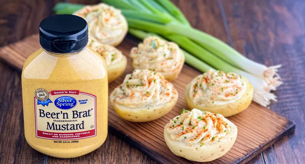 Deviled Baby Potatoes with Beer'n Brat Mustard
