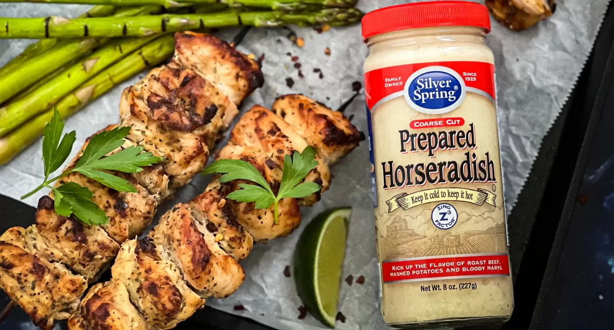 Horseradish Grilled Chicken Skewers