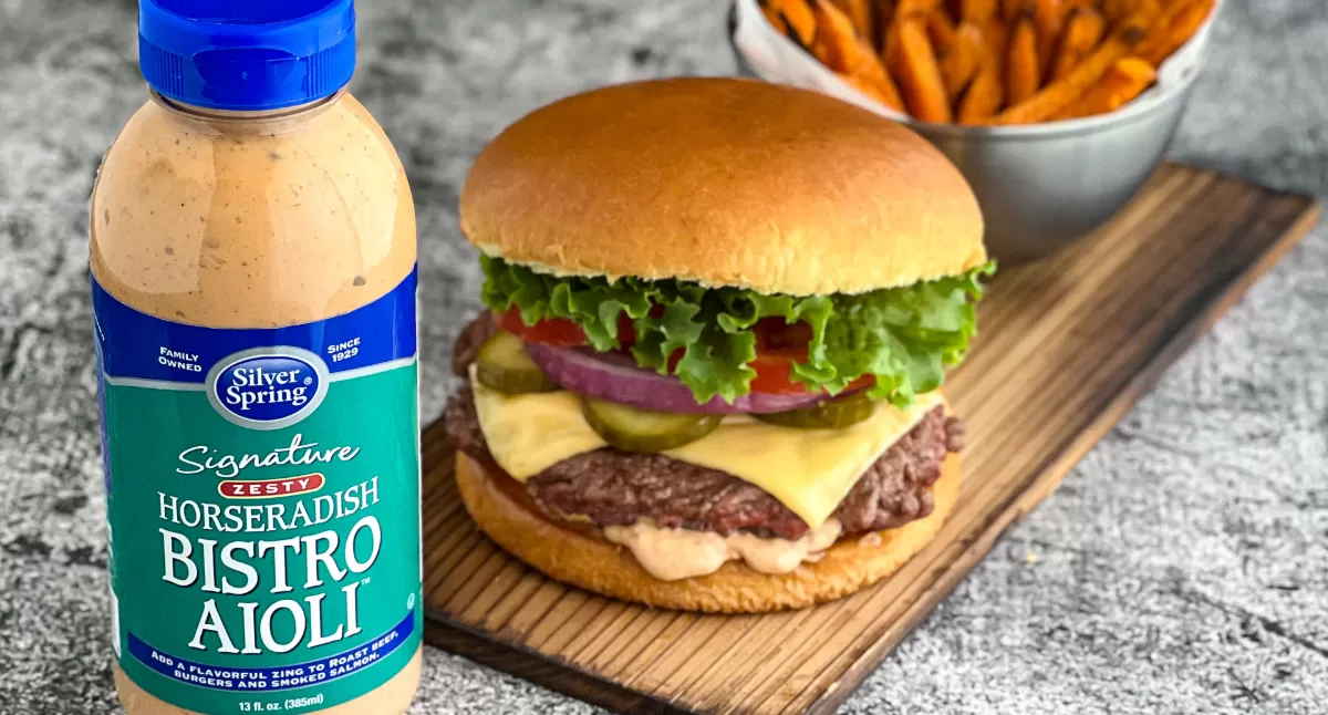Smashed Burgers with Horseradish Bistro Aioli