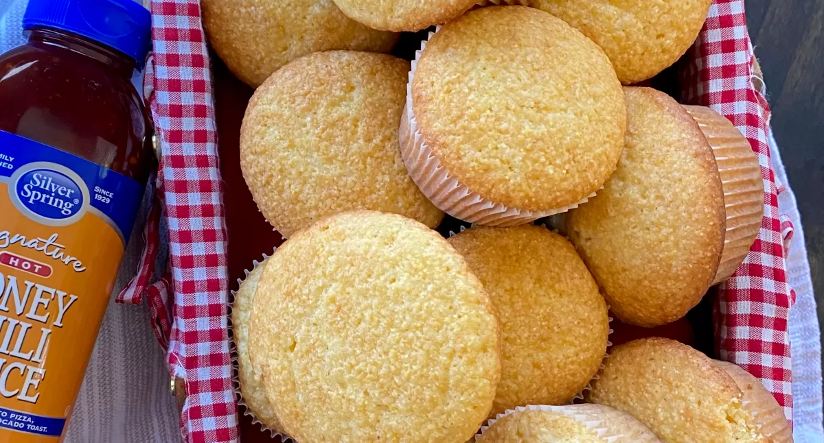 Hot Honey Cornbread Muffins