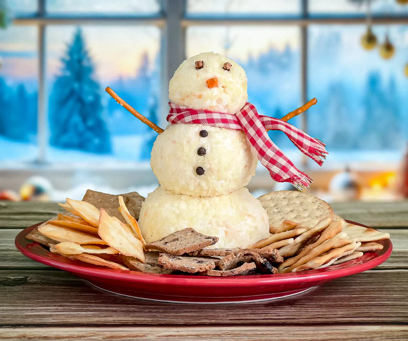 Holiday Horseradish Snowman Cheese Ball