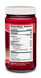 Silver Spring Traditional Beet Horseradish in a glass jar with a white lid.