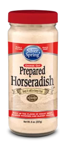 Silver Spring Kosher Prepared Horseradish in an 8 oz jar with red lid