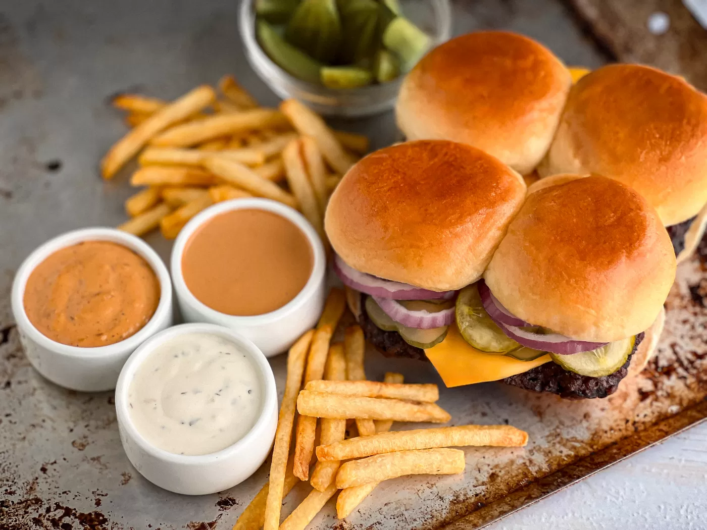 Cheeseburger Sliders with Aioli Trio